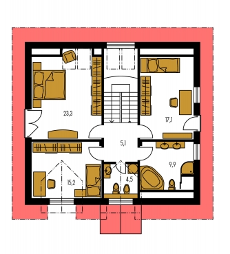 Mirror image | Floor plan of second floor - KOMPAKT 46